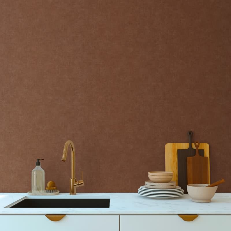 Unitapete mit Leinen-Optik Rotbraun - Einfarbige Vliestapete strukturiert livingwalls (KG-174793)