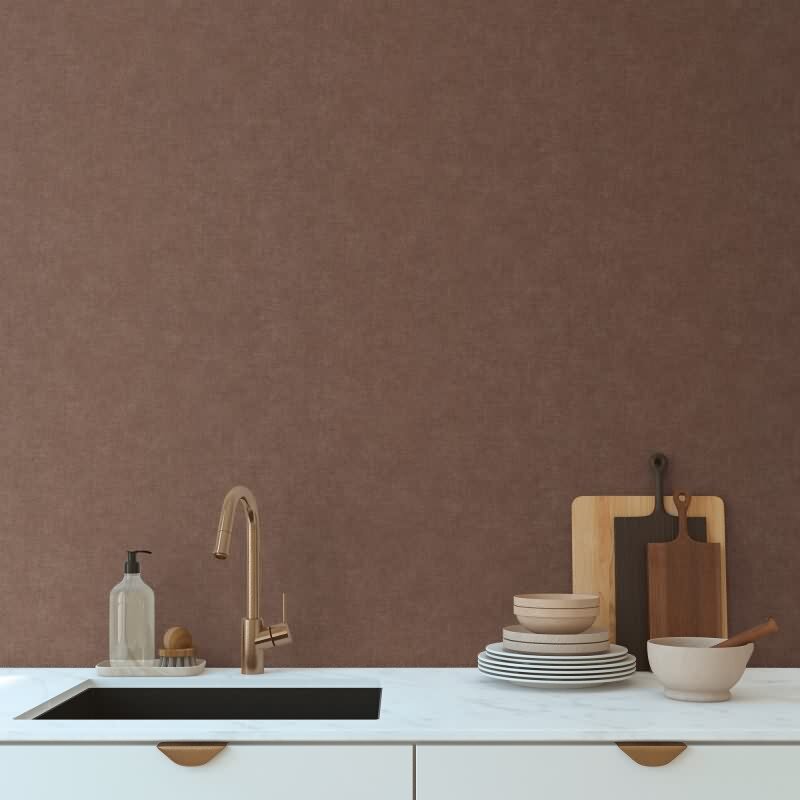 Unitapete mit Leinen-Optik Rotbraun - Einfarbige Vliestapete strukturiert livingwalls (KG-174793)