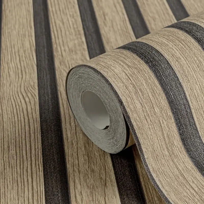 Holzoptik Tapete Brain Schwarz - 3D Vliestapete skandinavische Holzpaneele AS-Creation (KG-174794)