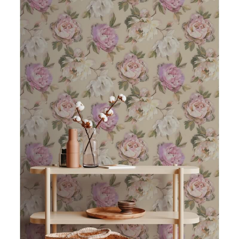 Florale Tapete Rosen Beige Rosé - Vliestapete romantisch - Mustertapete Vintage-Stil AS-Creation (KG-174803)