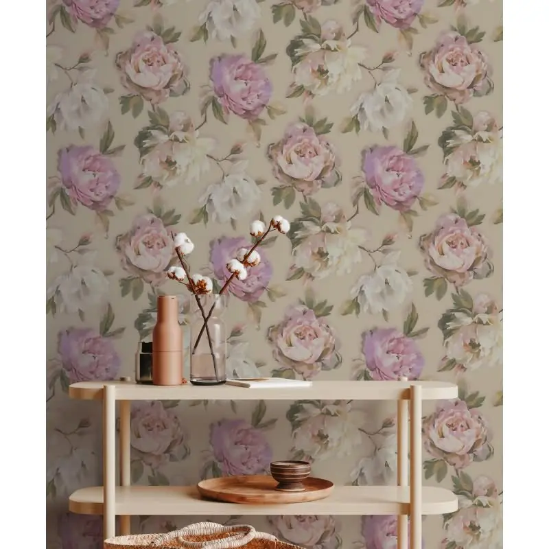 Florale Tapete Rosen Beige Rosé - Vliestapete romantisch - Mustertapete Vintage-Stil AS-Creation (KG-174803)