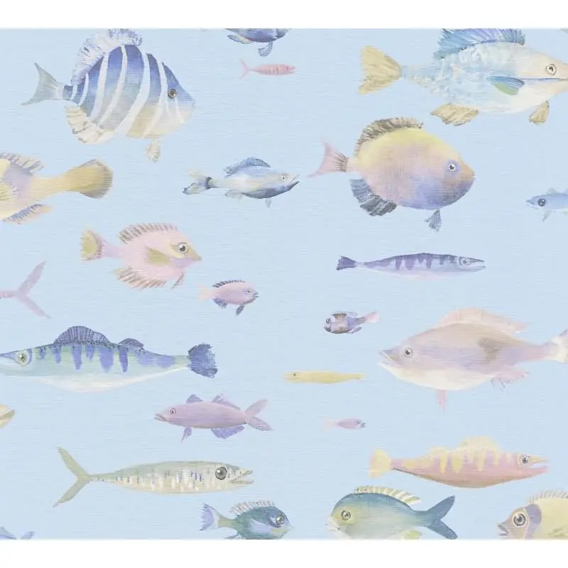 Kindertapete Fische Hellblau Bunt - Vliestapete maritim - Mustertapete Kinderzimmer AS-Creation (KG-174808)