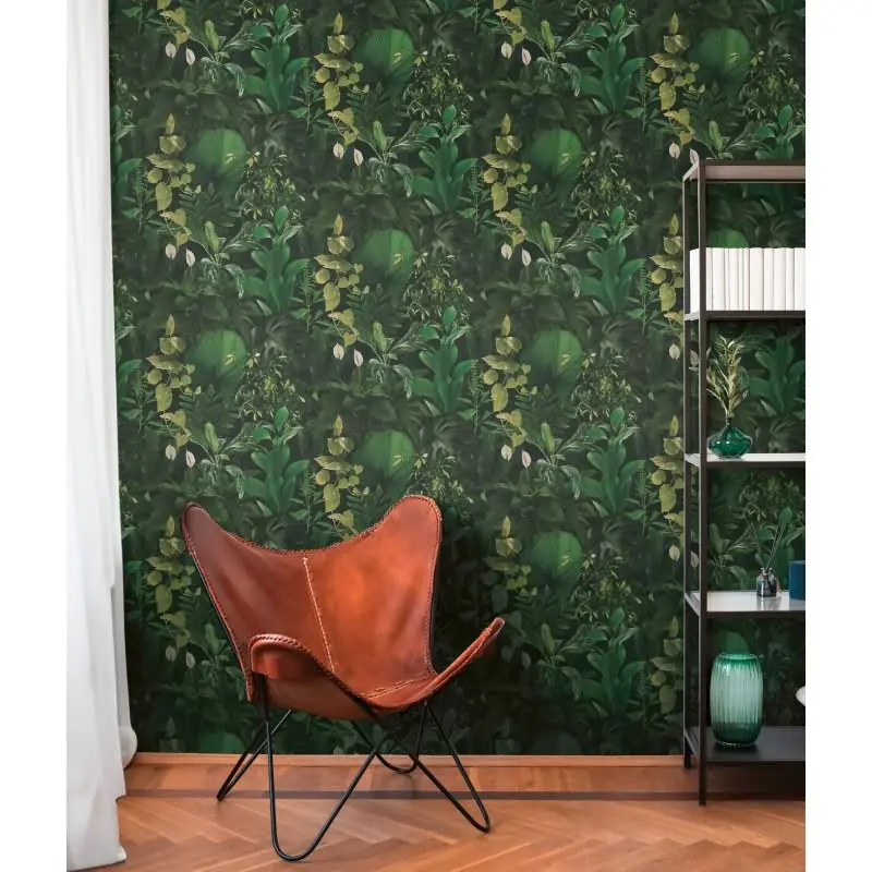 Dschungel-Tapete Dunkelgrün - Vliestapete tropisch - Mustertapete mit Pflanzenmotiv AS-Creation (KG-174812)