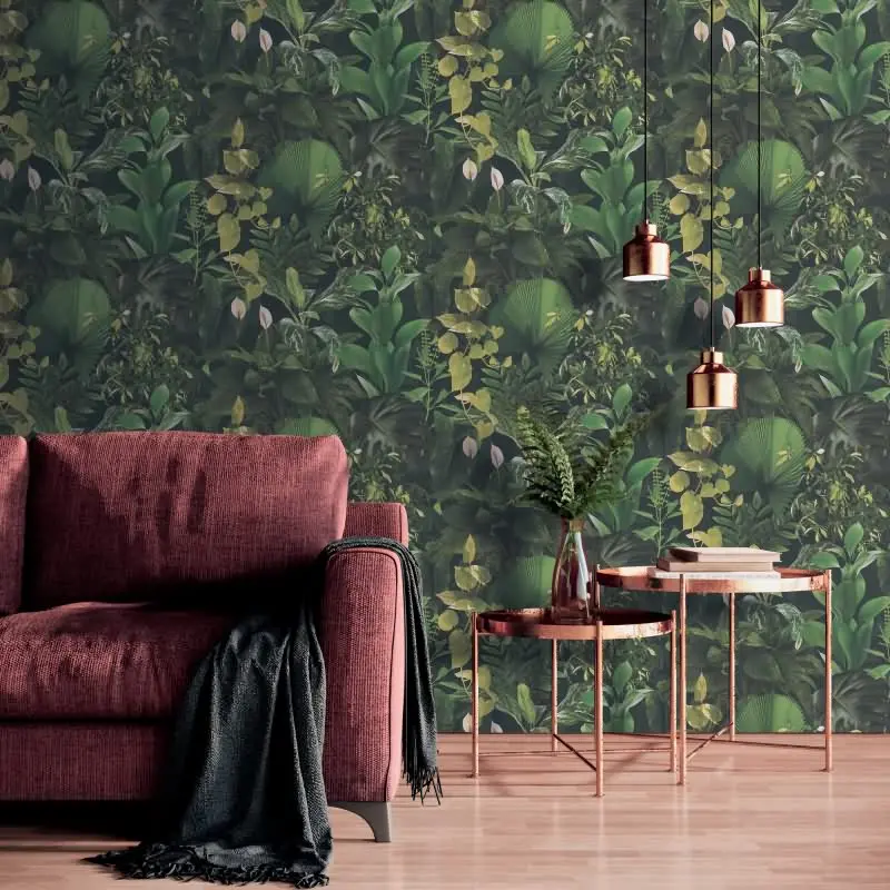 Dschungel-Tapete Dunkelgrün - Vliestapete tropisch - Mustertapete mit Pflanzenmotiv AS-Creation (KG-174812)