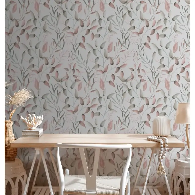 Blatt-Tapete Rosé Grün Weiß - Vliestapete zart floral - Mustertapete Naturstil modern AS-Creation (KG-174819)
