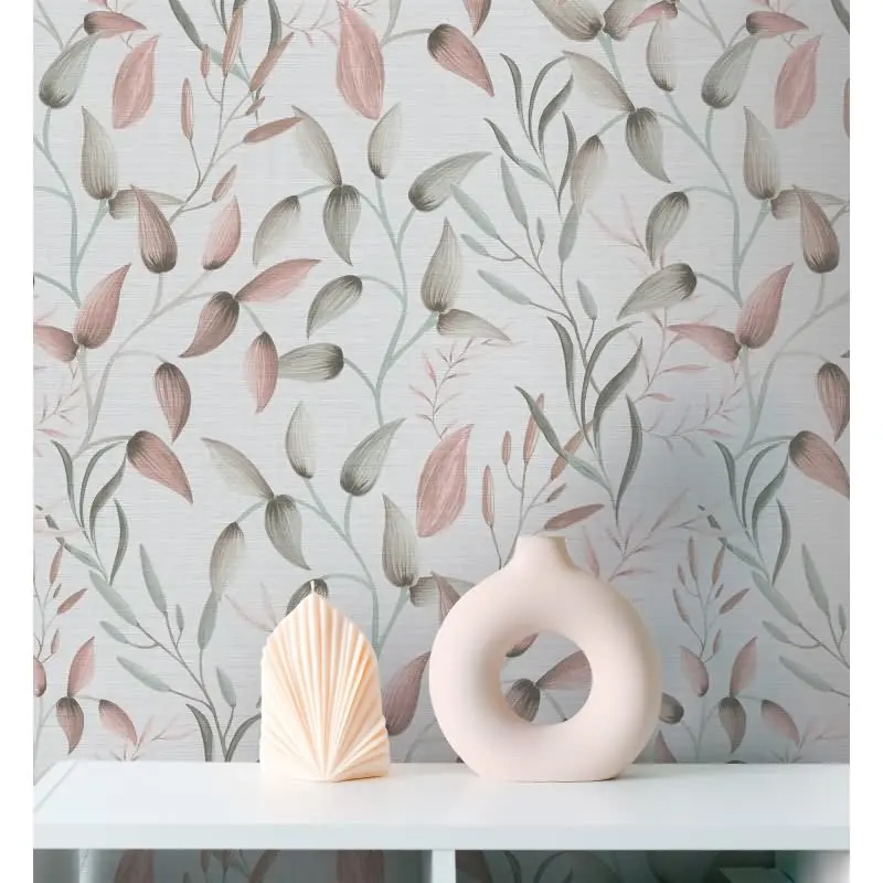 Blatt-Tapete Rosé Grün Weiß - Vliestapete zart floral - Mustertapete Naturstil modern AS-Creation (KG-174819)