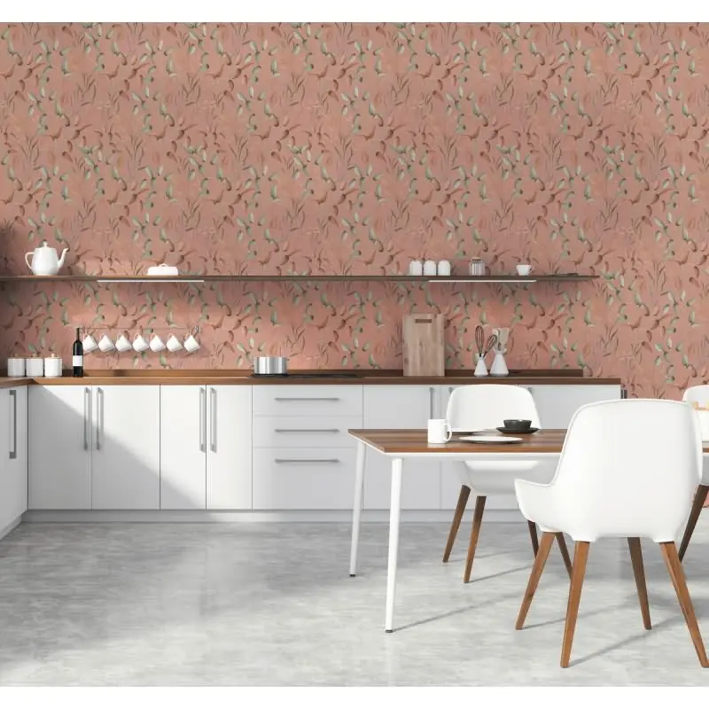 Blatt-Tapete Terrakotta Grün - Vliestapete floral - Mustertapete mit Naturmotiv warm AS-Creation (KG-174821)