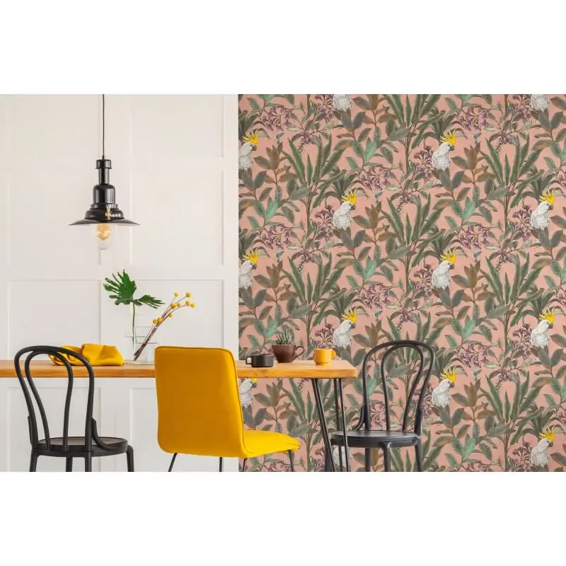 Dschungel-Tapete Kakadu Altrosa - Vliestapete tropisch - Mustertapete mit Palmen & Vogelmotiv AS-Creation (KG-174830)