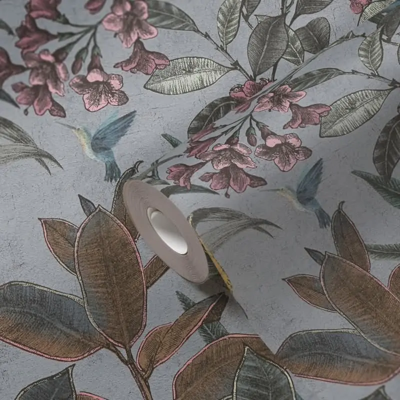 Dschungel-Tapete Kakadu Graublau - Vliestapete tropisch - Mustertapete mit Palmen & Vogel AS-Creation (KG-174832)