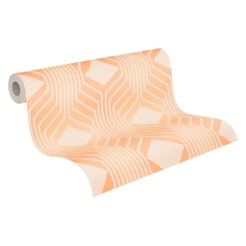 Retro-Tapete Geometrisch Apricot Creme - Mustertapete 70er Jahre - Vliestapete AS-Creation (KG-174846)