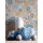 Blumen-Tapete Retro Blau Orange Beige - Mustertapete 70er Jahre - Vliestapete AS-Creation (KG-174860)