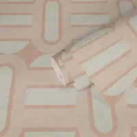 Retro Tapete Geometrisch Beige Rosa - Vlies Tapete im...