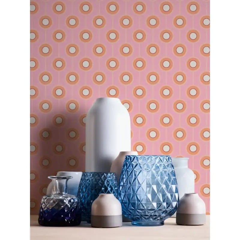Retro-Tapete Kreismuster Rosa Apricot Creme - Vliestapete 70er Jahre Design AS-Creation (KG-174871)