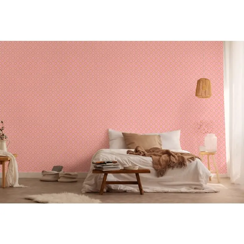 Retro-Tapete Kreismuster Rosa Apricot Creme - Vliestapete 70er Jahre Design AS-Creation (KG-174871)
