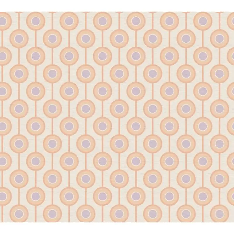Retro-Tapete Kreismuster Beige Orange Flieder - Vliestapete 70er Jahre Look AS-Creation (KG-174873)