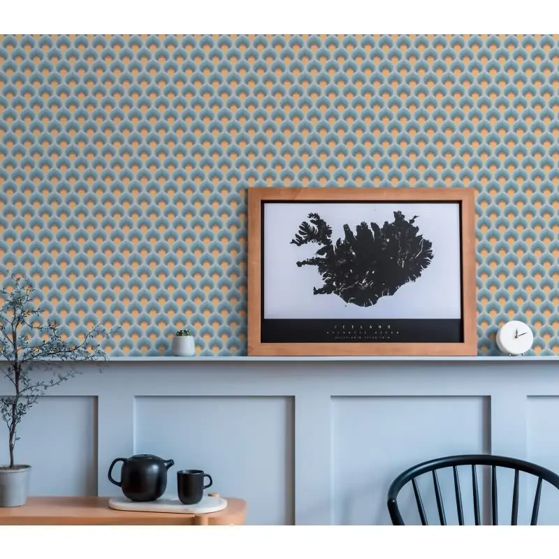 Retro-Tapete Wellenmuster Blau Braun Gelb Creme - Geometrische Vliestapete AS-Creation (KG-174876)