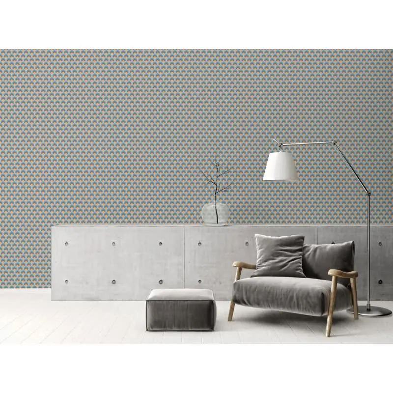 Retro-Tapete Wellenmuster Blau Braun Gelb Creme - Geometrische Vliestapete AS-Creation (KG-174876)