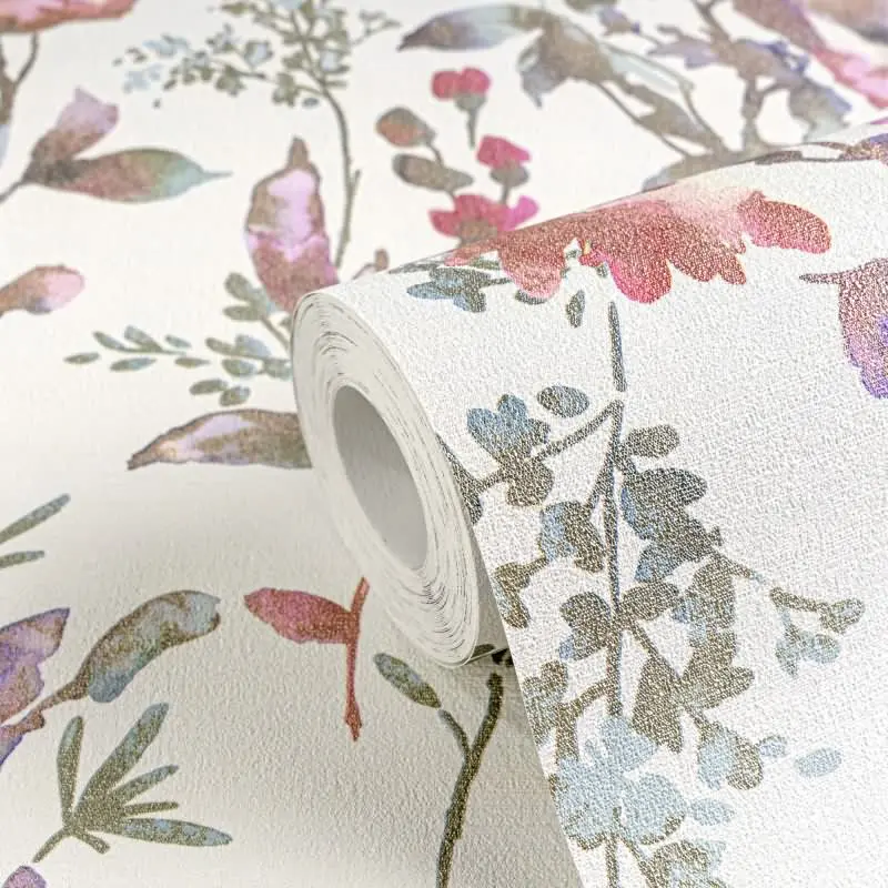 COSMOPOLITAN Vliestapete Blumentapete Weiß Rosa moderne florale Aquarell Tapete fürs Wohnzimmer livingwalls (KG-174884)