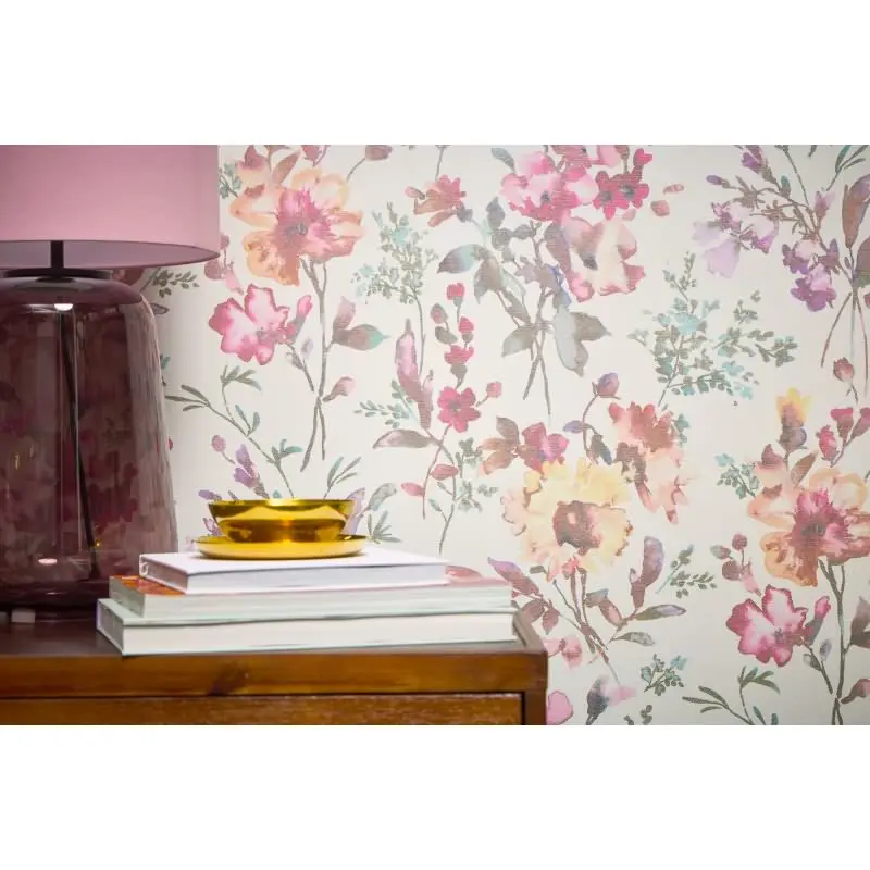 COSMOPOLITAN Vliestapete Blumentapete Weiß Rosa moderne florale Aquarell Tapete fürs Wohnzimmer livingwalls (KG-174884)