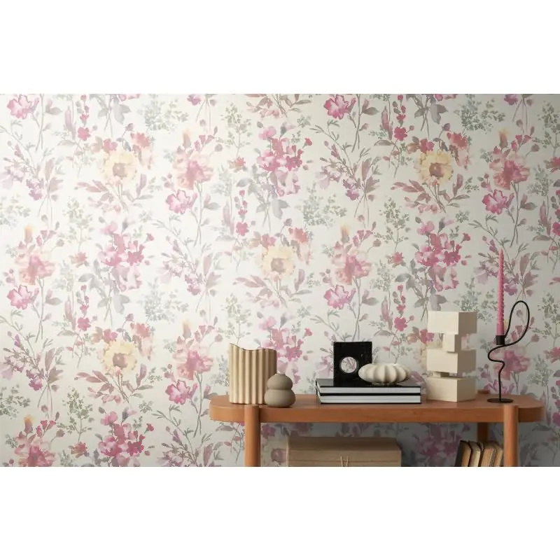 COSMOPOLITAN Vliestapete Blumentapete Weiß Rosa moderne florale Aquarell Tapete fürs Wohnzimmer livingwalls (KG-174884)