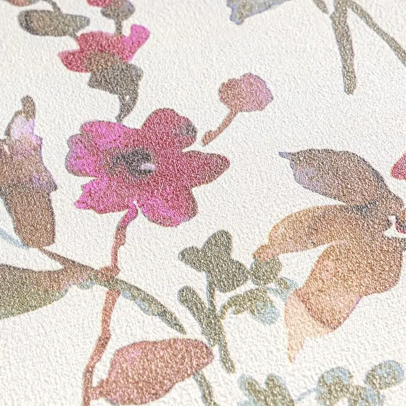 COSMOPOLITAN Vliestapete Blumentapete Weiß Rosa moderne florale Aquarell Tapete fürs Wohnzimmer livingwalls (KG-174884)
