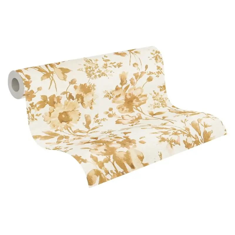 COSMOPOLITAN Vliestapete Blumen Weiß Gold moderne florale Designer Tapete livingwalls (KG-174887)