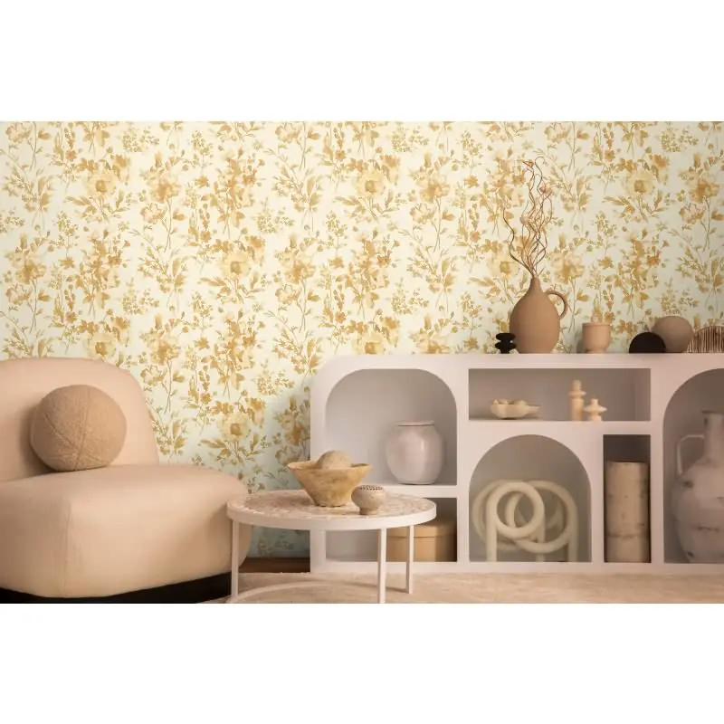 COSMOPOLITAN Vliestapete Blumen Weiß Gold moderne florale Designer Tapete livingwalls (KG-174887)