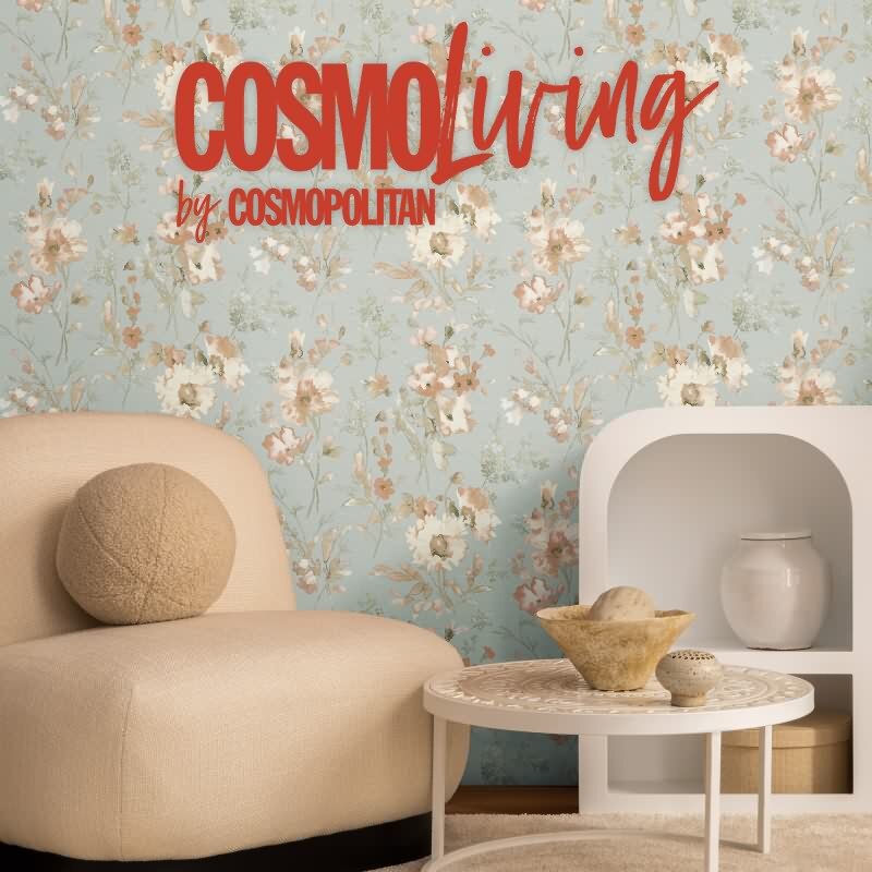 COSMOPOLITAN Vliestapete Blumen Apricot Blau Vintage Aquarell Tapete Pastell livingwalls (KG-174889)