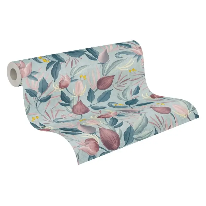 COSMOPOLITAN Vliestapete Hellblau Rosa Designer Tapete floral fürs Schlafzimmer livingwalls (KG-174890)