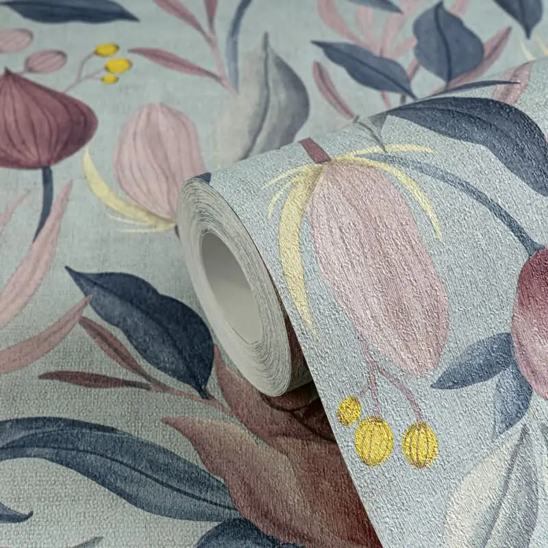 COSMOPOLITAN Vliestapete Hellblau Rosa Designer Tapete floral fürs Schlafzimmer livingwalls (KG-174890)