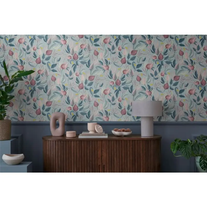 COSMOPOLITAN Vliestapete Hellblau Rosa Designer Tapete floral fürs Schlafzimmer livingwalls (KG-174890)