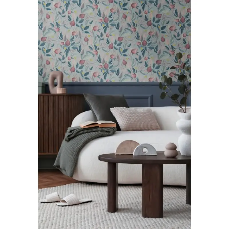 COSMOPOLITAN Vliestapete Hellblau Rosa Designer Tapete floral fürs Schlafzimmer livingwalls (KG-174890)