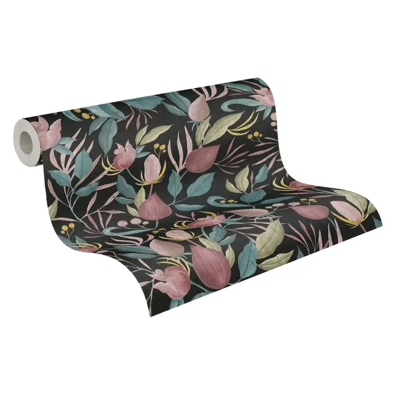 COSMOPOLITAN Vliestapete Blüten Schwarz Rosa moderne botanische Tapete Design livingwalls (KG-174891)