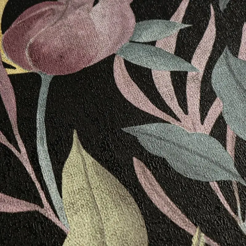 COSMOPOLITAN Vliestapete Blüten Schwarz Rosa moderne botanische Tapete Design livingwalls (KG-174891)
