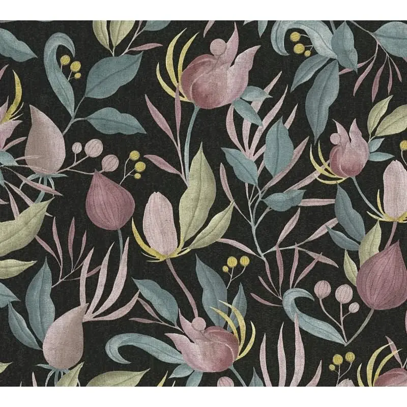 COSMOPOLITAN Vliestapete Blüten Schwarz Rosa moderne botanische Tapete Design livingwalls (KG-174891)