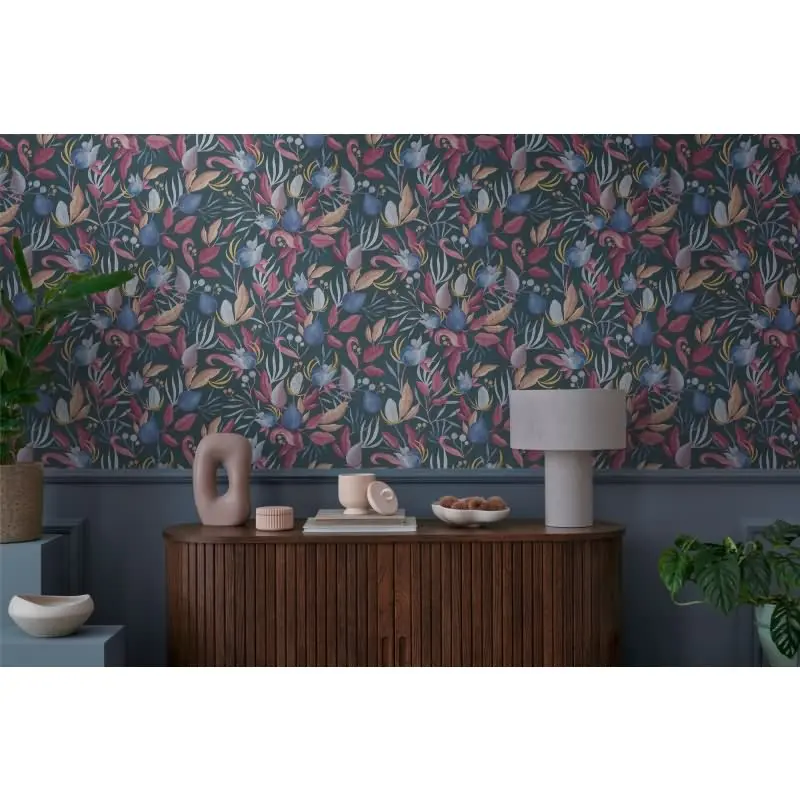 COSMOPOLITAN Vliestapete Blätter Blau Rot moderne Designer Tapete livingwalls (KG-174892)