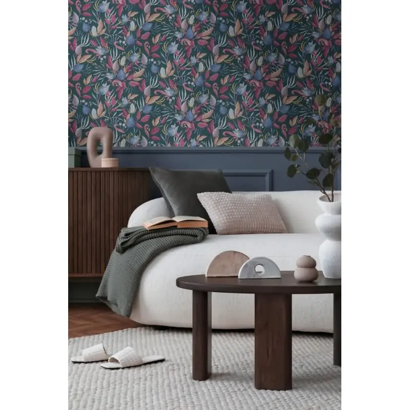 COSMOPOLITAN Vliestapete Blätter Blau Rot moderne Designer Tapete livingwalls (KG-174892)