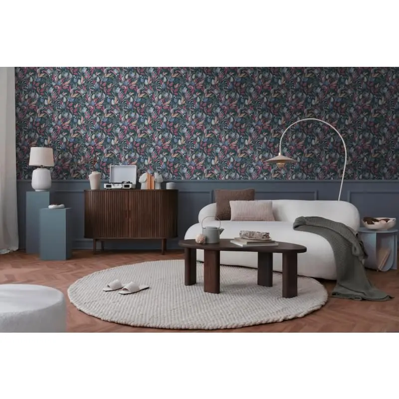 COSMOPOLITAN Vliestapete Blätter Blau Rot moderne Designer Tapete livingwalls (KG-174892)