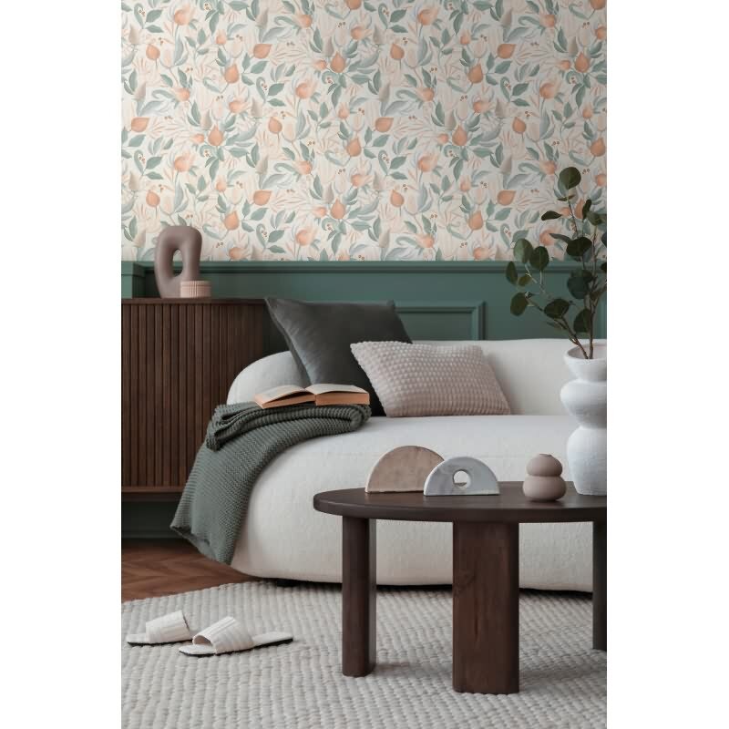 COSMOPOLITAN Vliestapete Blumen Creme Apricot Trend Tapete mit Blüten & Blättern livingwalls (KG-174893)