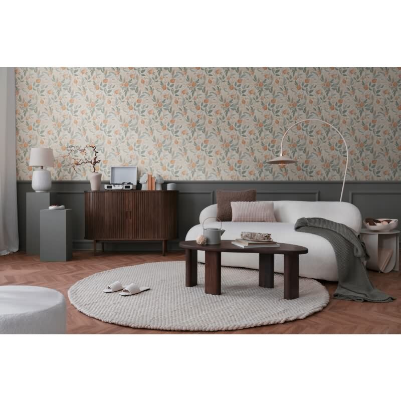 COSMOPOLITAN Vliestapete Blumen Creme Apricot Trend Tapete mit Blüten & Blättern livingwalls (KG-174893)