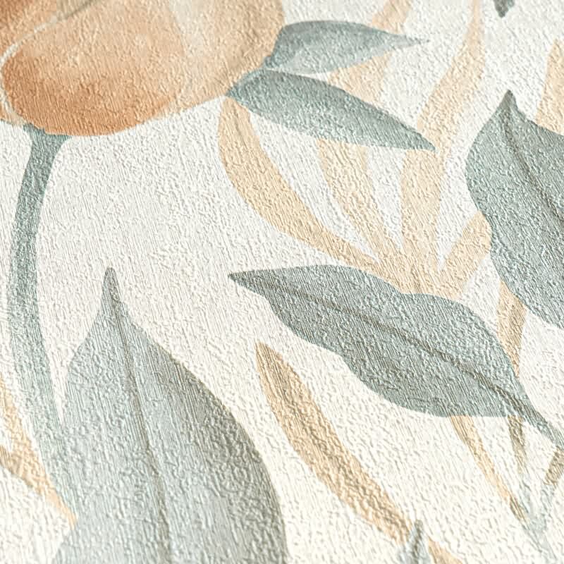COSMOPOLITAN Vliestapete Blumen Creme Apricot Trend Tapete mit Blüten & Blättern livingwalls (KG-174893)