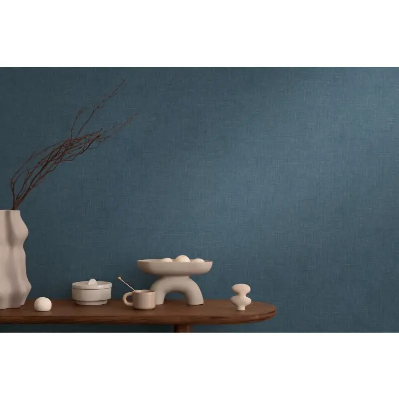 COSMOPOLITAN Vliestapete Dunkelblau edle Uni Tapete mit Textiloptik fürs Schlafzimmer livingwalls (KG-174926)