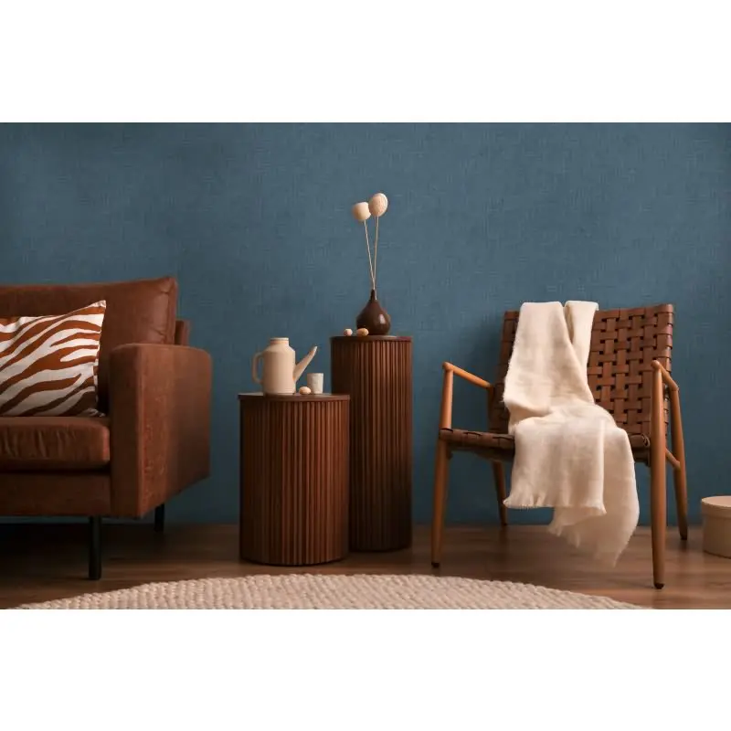 COSMOPOLITAN Vliestapete Dunkelblau edle Uni Tapete mit Textiloptik fürs Schlafzimmer livingwalls (KG-174926)