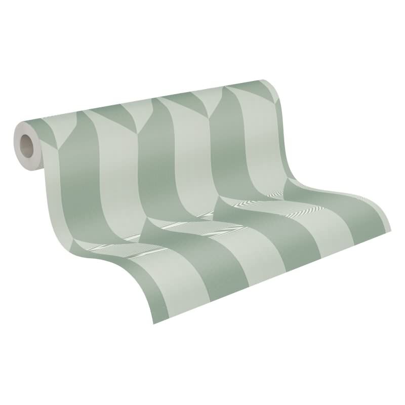 COSMOPOLITAN 3D Vliestapete Grün geometrische Tapete mit Metallic-Effekt fürs Wohnzimmer livingwalls (KG-174935)