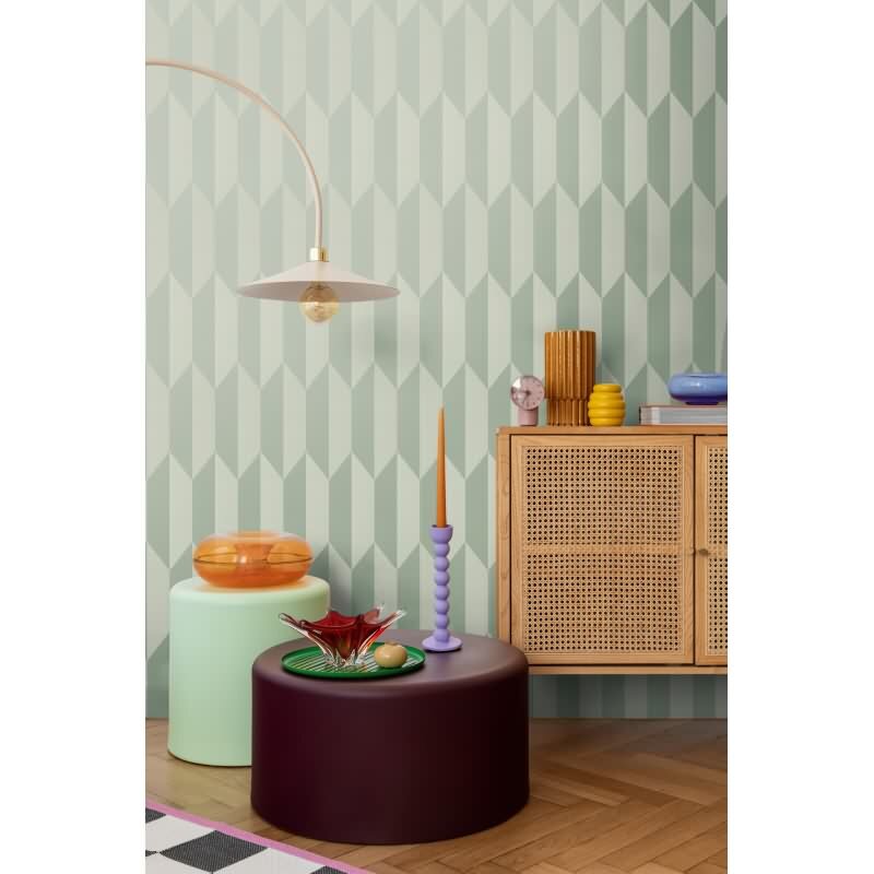 COSMOPOLITAN 3D Vliestapete Grün geometrische Tapete mit Metallic-Effekt fürs Wohnzimmer livingwalls (KG-174935)