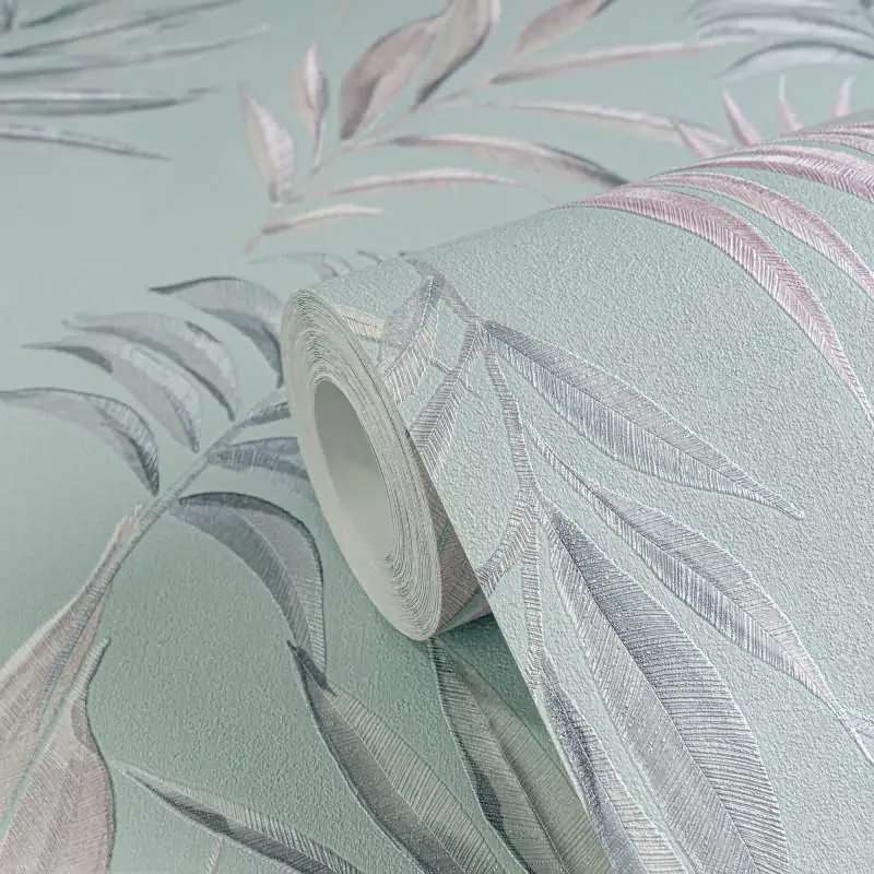 COSMOPOLITAN Vliestapete Türkis Rosa florale Blätter Tapete fürs Wohnzimmer livingwalls (KG-174941)