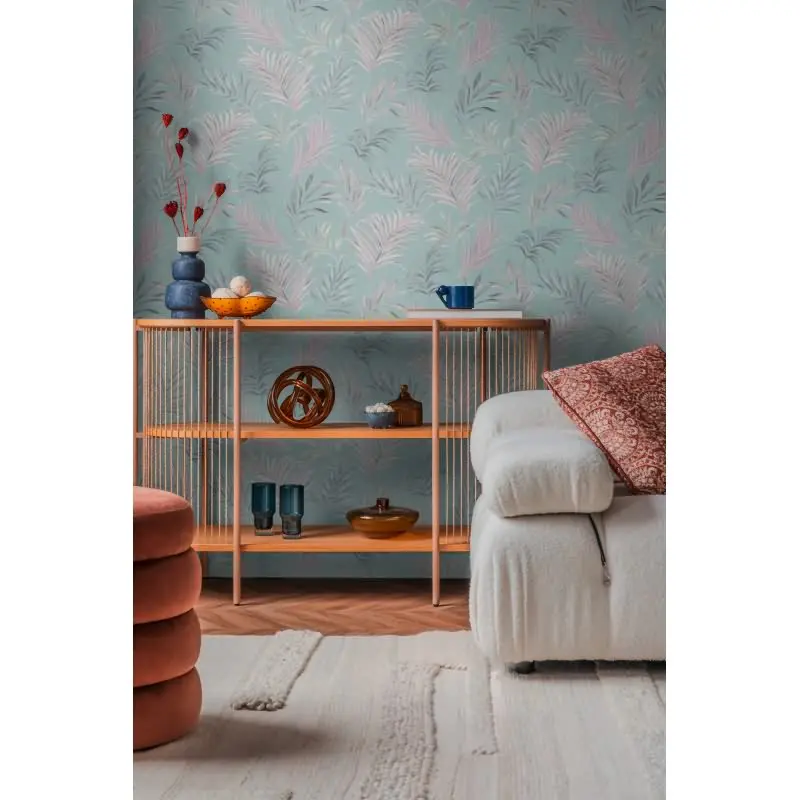 COSMOPOLITAN Vliestapete Türkis Rosa florale Blätter Tapete fürs Wohnzimmer livingwalls (KG-174941)