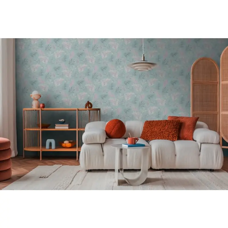 COSMOPOLITAN Vliestapete Türkis Rosa florale Blätter Tapete fürs Wohnzimmer livingwalls (KG-174941)