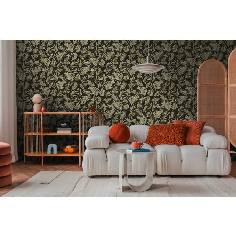 COSMOPOLITAN Vliestapete Schwarz Gold Blattmuster luxuriöse Tapete fürs Wohnzimmer livingwalls (KG-174945)