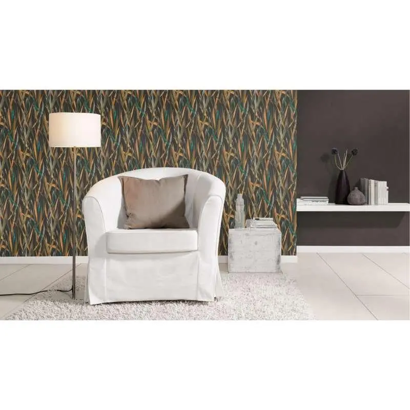 Tapete Grün, Orange, Schwarz, Anthrazit Rasch Vliestapete (1044626)